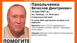 Пожилой мужчина в синих шлёпанцах пропал в Пятигорске